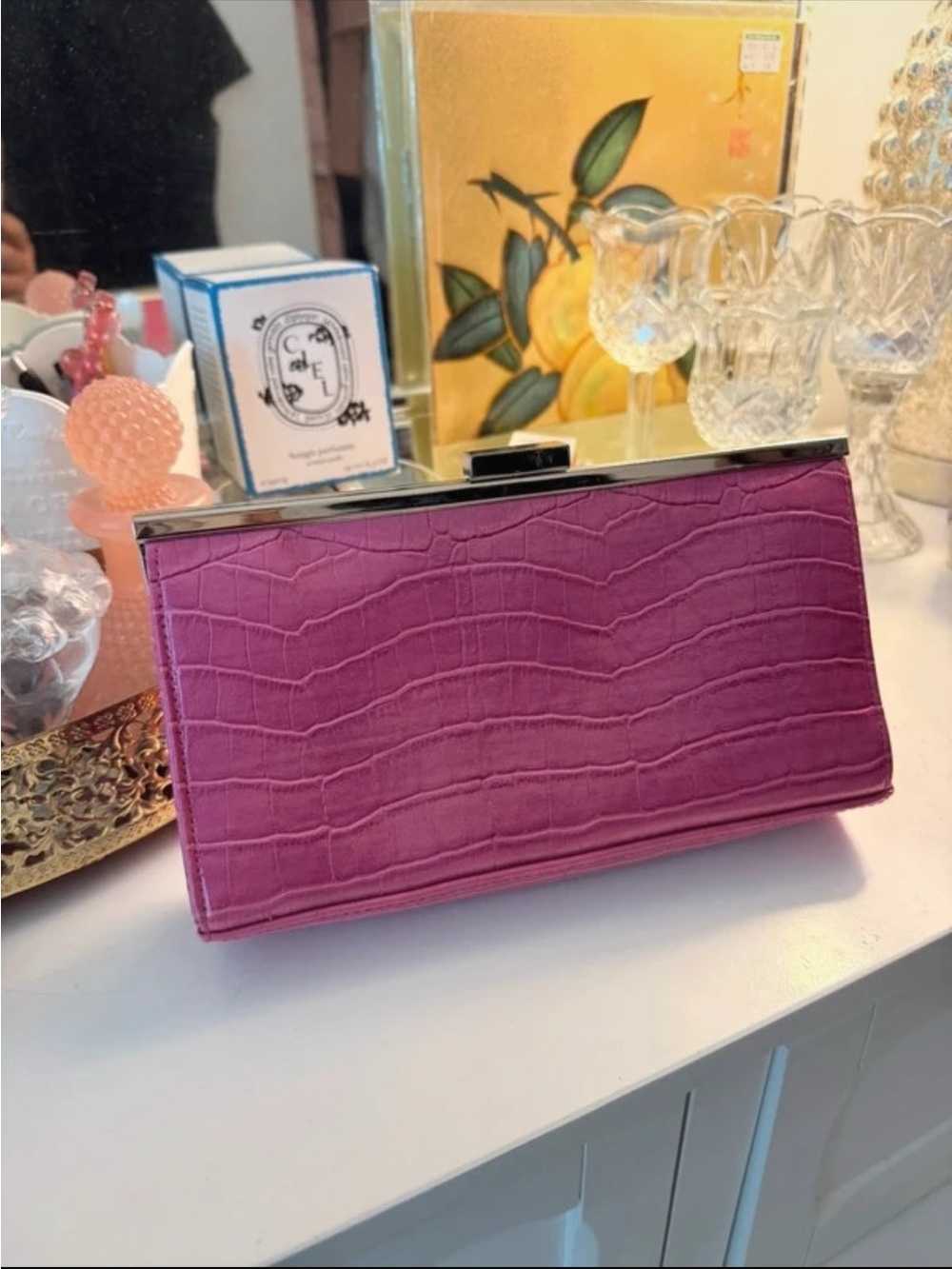 Isaac Mizrahi for Target Hot Pink Croc Clutch Bag